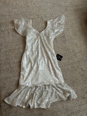 Lulus white sequin dress NWT